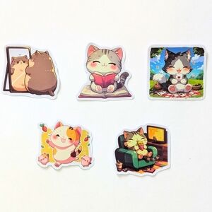 Cute Cat Stickers - Set Of 5